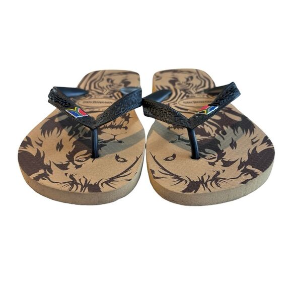 HAVAIANAS Brown & Tan Thong Style Flip Flop Sandals Size 37-38 - Picture 6 of 13